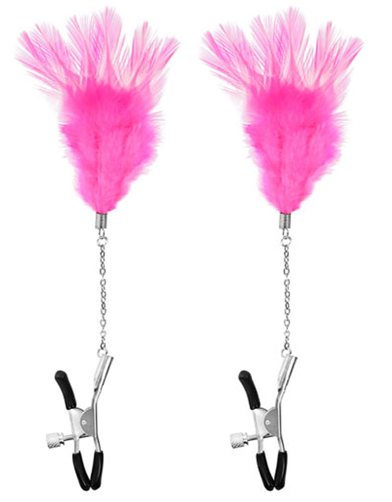 Pinces à Seins Pression Réglable Plumes Roses Cc5700710204