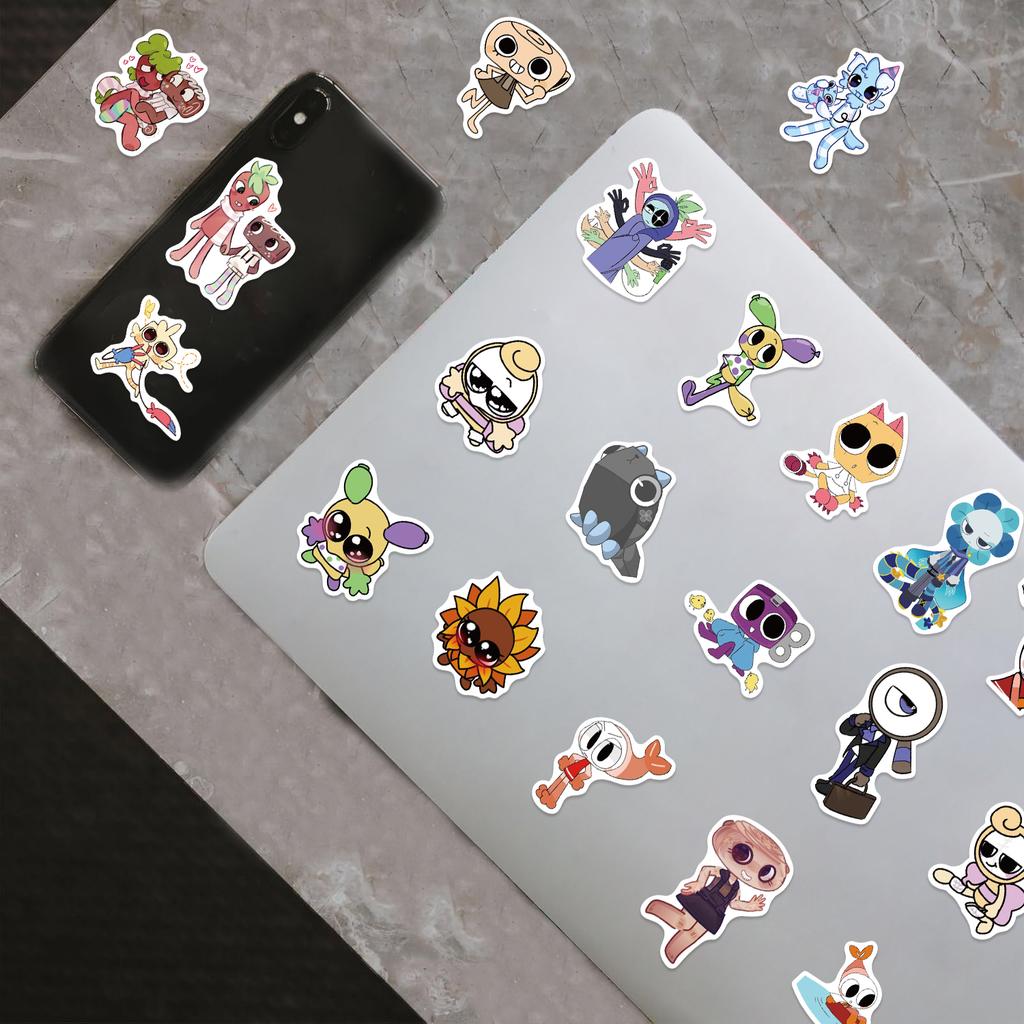 52PCS Dandys World Stickers Colorful Painted Cute Cartoon Animation Cup Laptop Mobile Phone Luggage Decoration Stickers