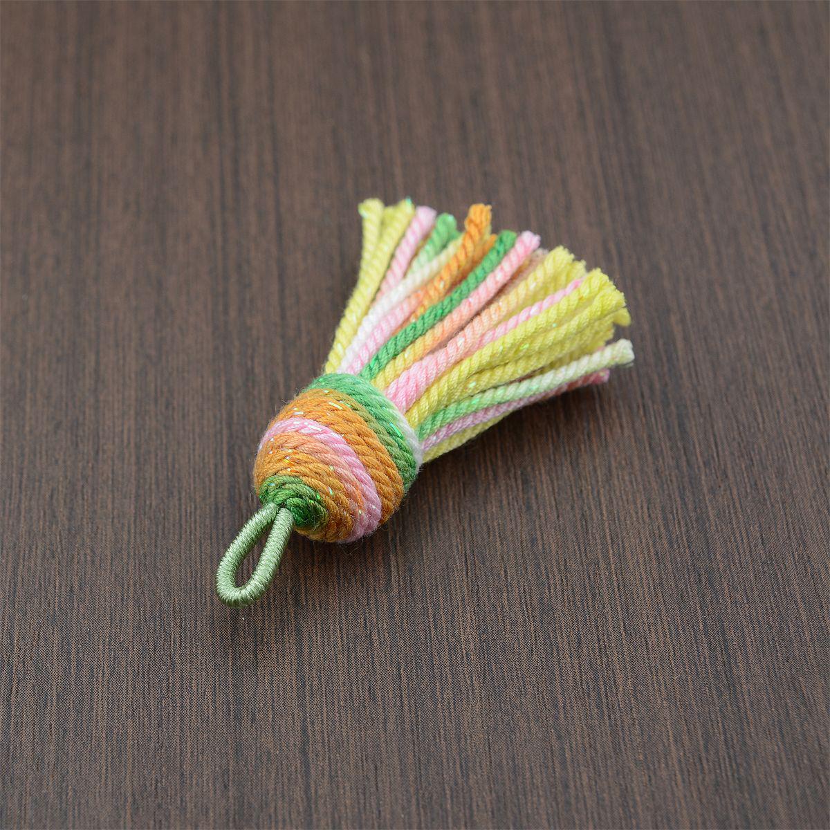 Gradient Starry Sky Cotton Thread Tassel Keychain and Bracelet Charms № 10