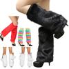 Soft Fluffy Faux Fur Leg Warmers Colorful Long Fuzzy Foot Covers Halloween Party