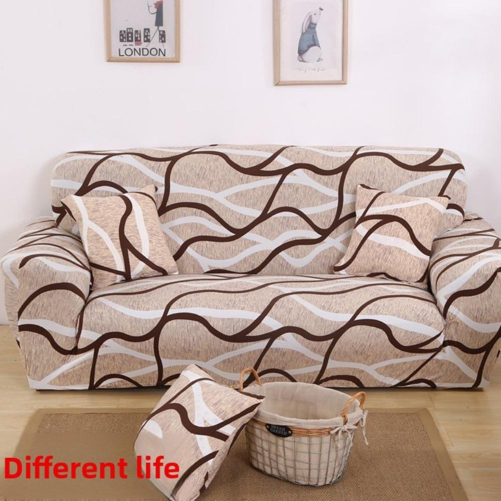 

Stretch Sofa Cover Full Elastic Slipcover Solid Color Printed Couch Cover Universal for All Seasons Single S 90-140CM