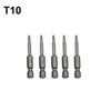 Professional Grade 1/4 Inch Hex Shank Torx Screwdriver Bits 5 Pieces