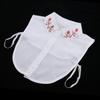 Women Removable Faux Collar Floral Embroidered Half Shirt Blouse Dickey Fashion Bib for Casual T Shirt