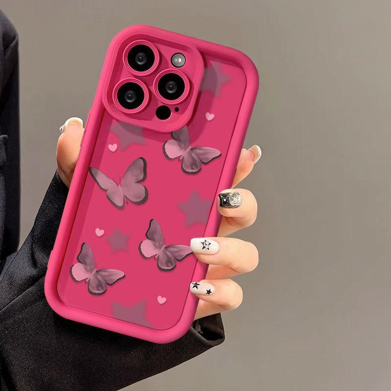 Smudge butterfly for iPhone17PorMax phone case 16 Apple 17 matte 14/15 premium 13 fine holes