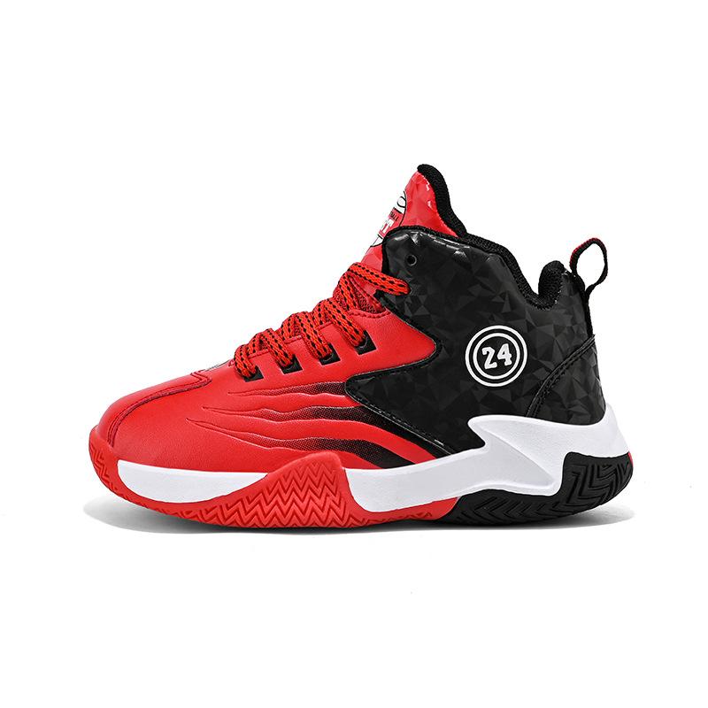 

Детская обувь Мальчиковые баскетбольные кроссовки Осенне-зимние бархатные теплые хлопковые туфли Детские нескользящие и износостойкие кроссовки с 40