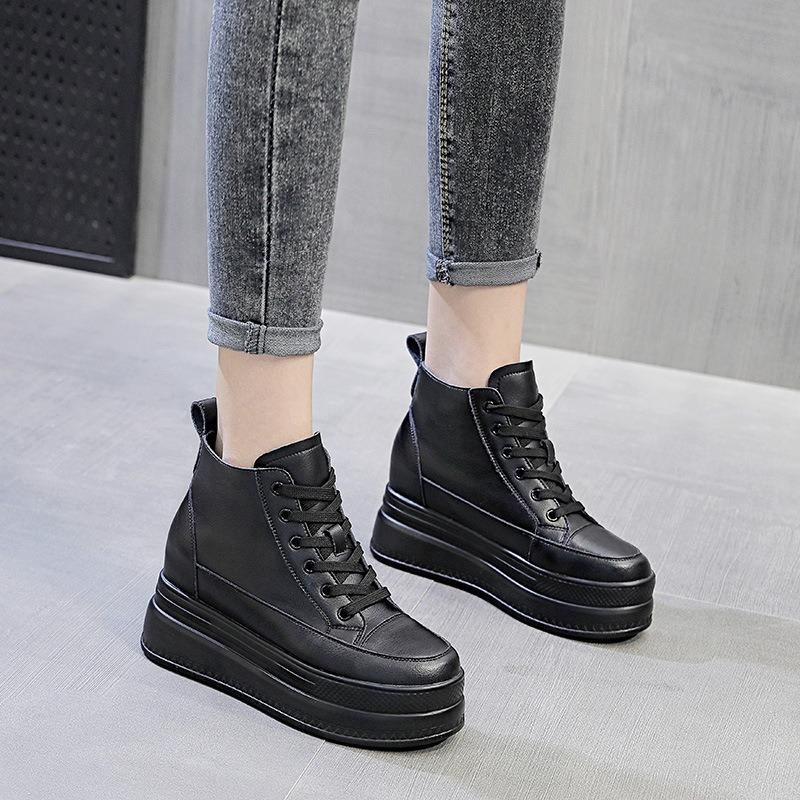 Trend Sunday autumn new high-top women's shoes thick-soled inner height-increasing muffin casual shoes women's single shoes