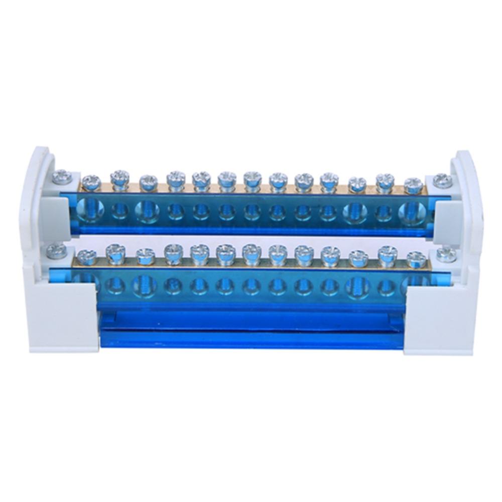 215 Terminal Distribution Box 125A/500V 2 in 28 out Terminal Block Junction Box 2-Level Blue Distribution Box