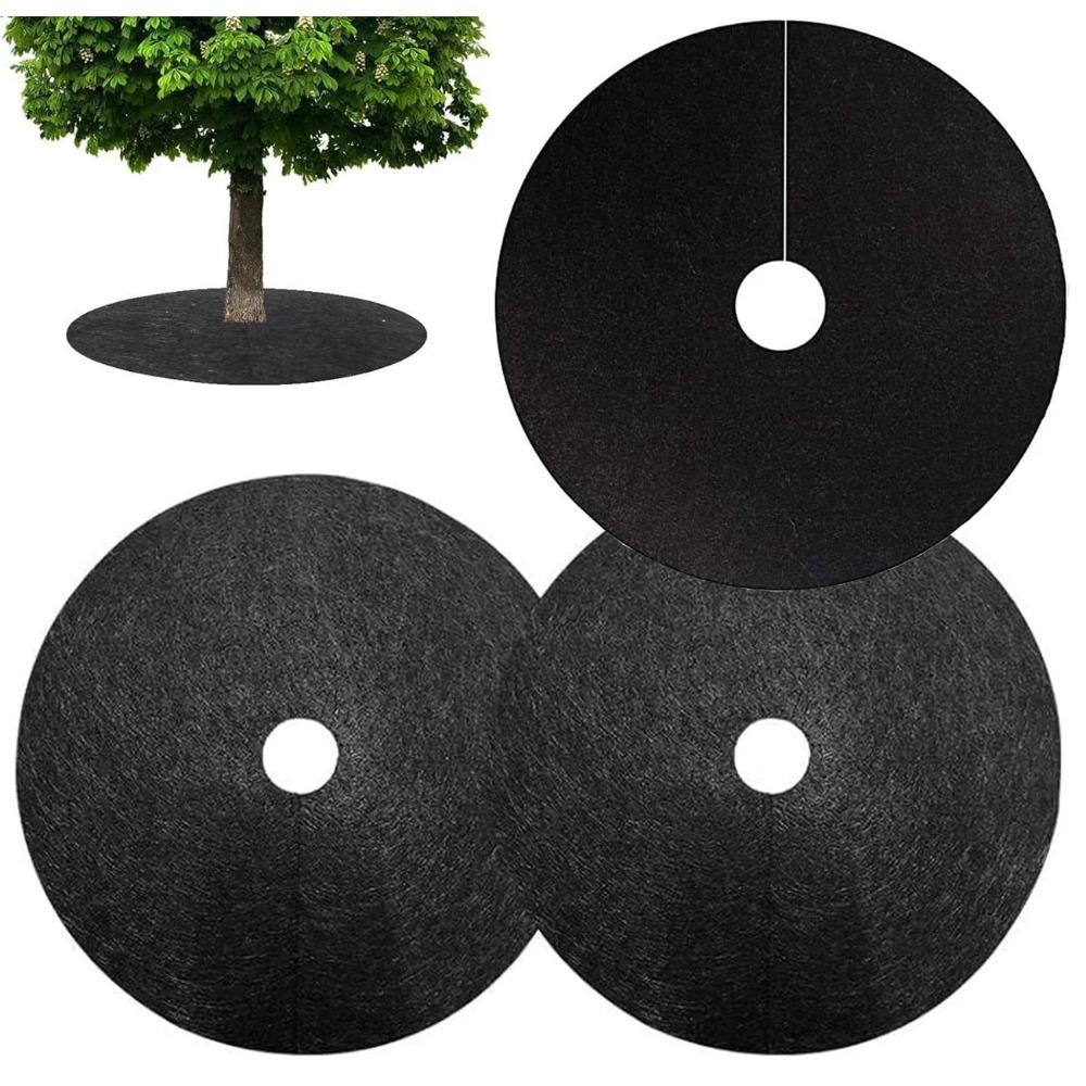 4 pieces of 20.5-inch non-woven fabric tree cover rings, tree protection pads, reusable tree weed mats, round fabric tree root weed barrier mats