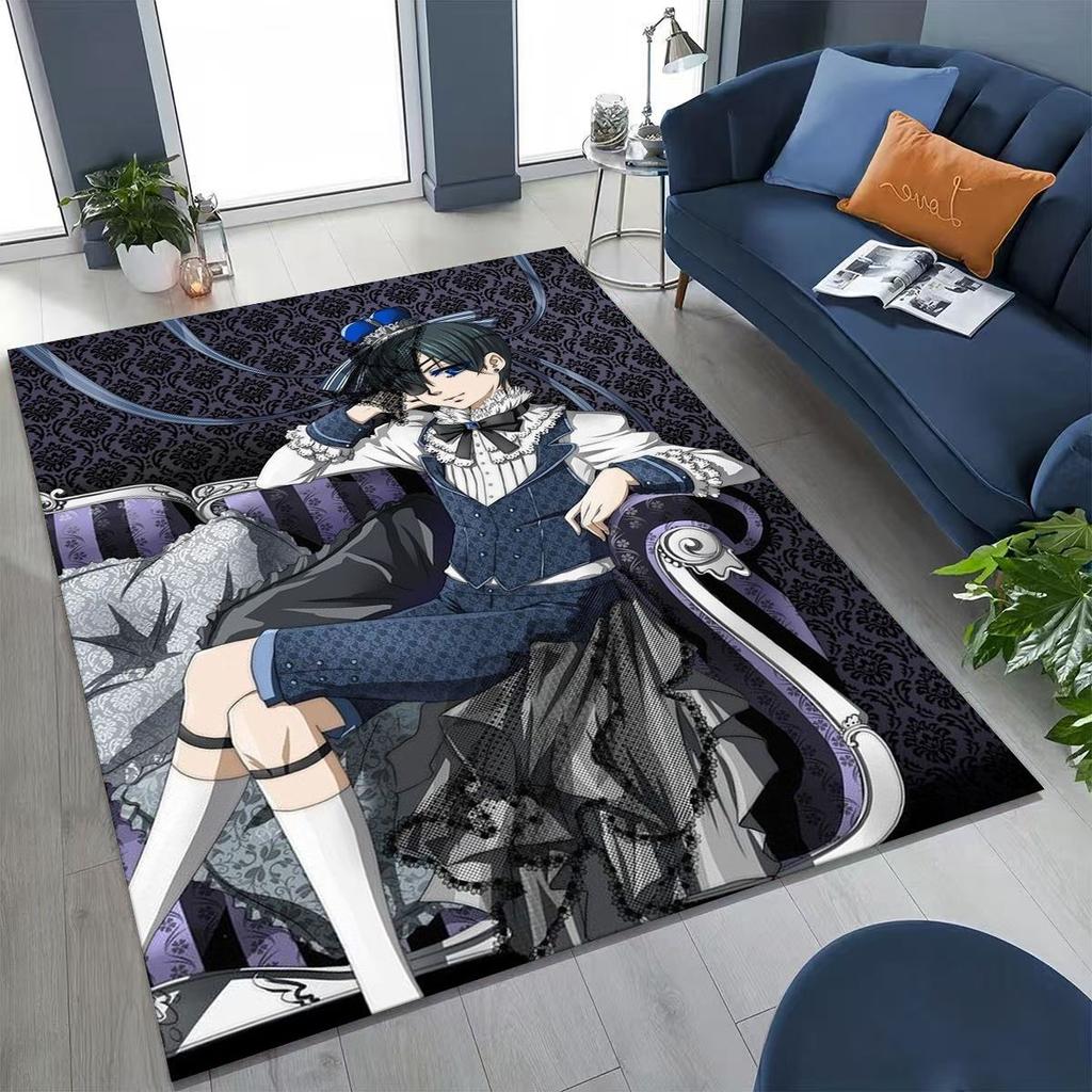 Anime Black Butler Sebastian Ciel Cartoon Cartoon Rug for Bedroom Living Room Sofa Home Doormat Decor,Kids Non-slip Floor Mat