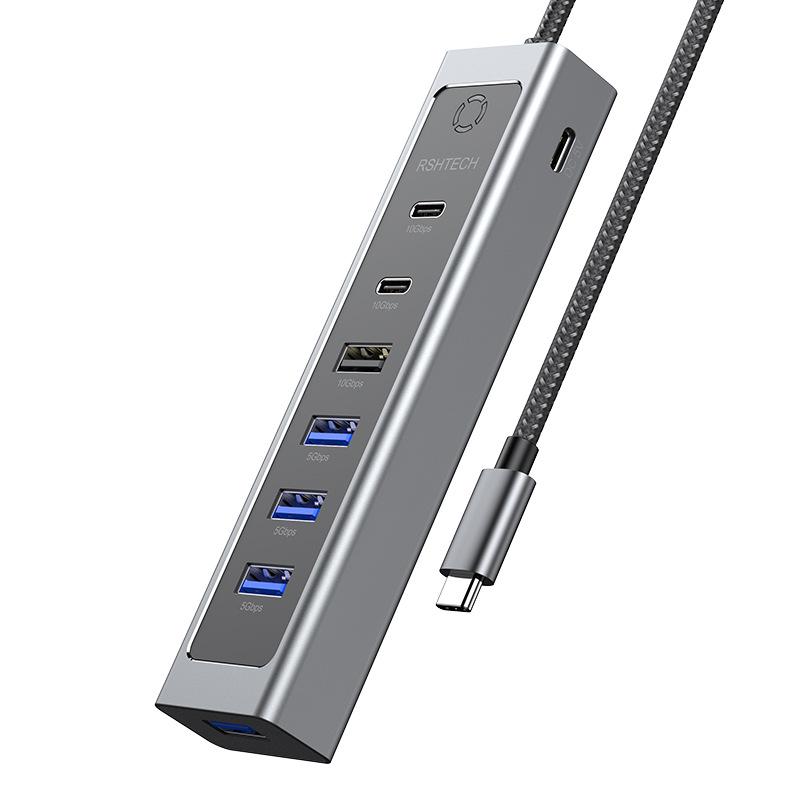 USB-C 7-Port Docking Station Splitter: Laptop USB 3.2 Hub 7-in-1 Adapter