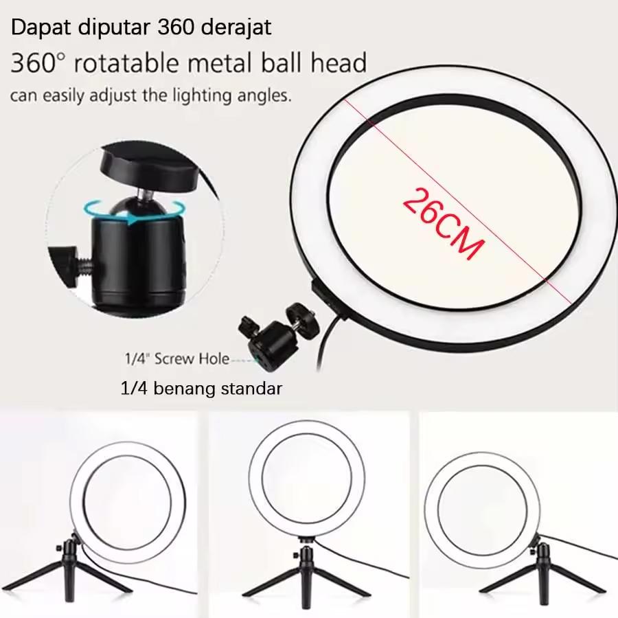 LED Selfie Ring Light 10-inch USB Plug 3-tone Lighting Photography Light Video Recording Live Broadcast Fill Light Gifts