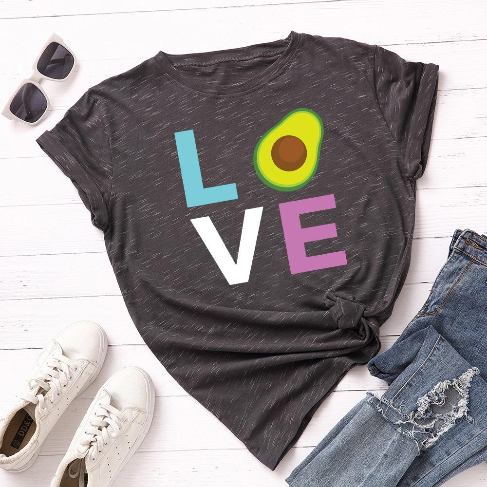 Cotton T-Shirt Short Sleeve Round Neck Women 2d Print Tops