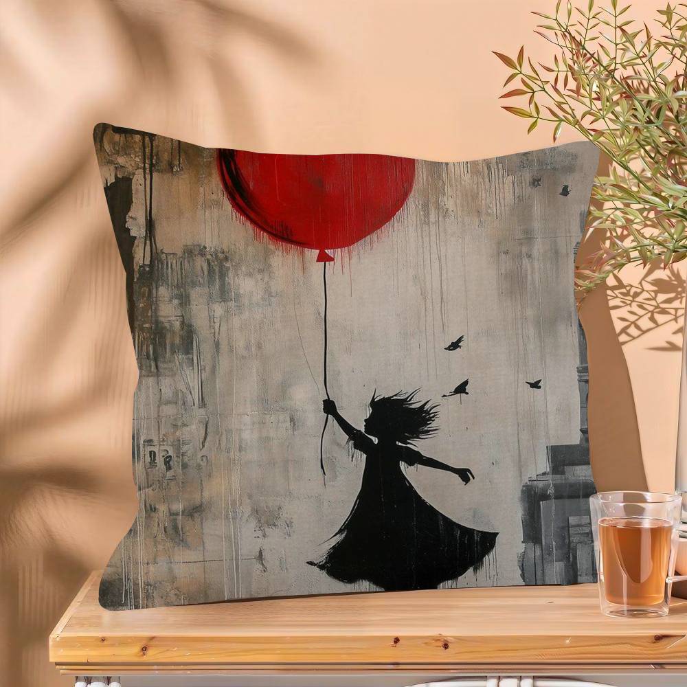 Banksy Street Graffiti Cushion Cover Inches Farmhouse Decor Home Throw Pillow Covers for Couch Decorations