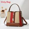 Pu Water Bucket Bag With Multilayer Weaving And Color Block Design For Daily Casual Use