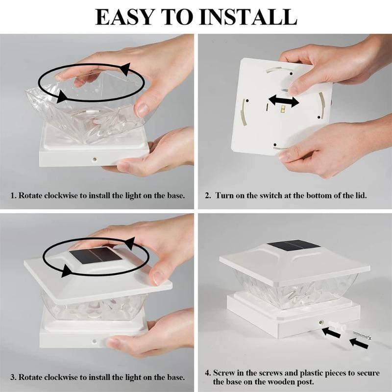 Outdoor Solar Post Lamps, Solar Powered Deck Lights for Posts In Garden Decor, 2 Mode Bright Solar Post Light