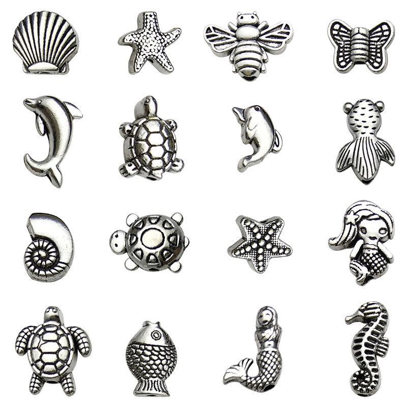 

Starfish Goldfish Seashell Turtle Alloy Spacer Beads for Handmade DIY Bracelets