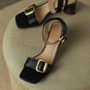 Fashion Ankle Strap Vintage Gladiator Sandals for Women Open Toe High Heels Sandalias De Mujer Belt Buckle Square Heeled Women Pumps
