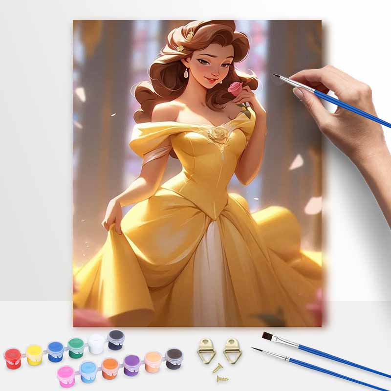 Disney Belle oil painting beauty and the beast art handmade diy painting home decoration gift