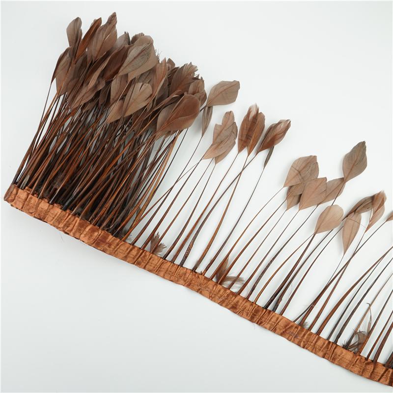 2Yards/Lot Stripped Coque Goose Feather Fringe Trimmings For Needlework And Handicrafts Wedding Decoration Carnival Accessories