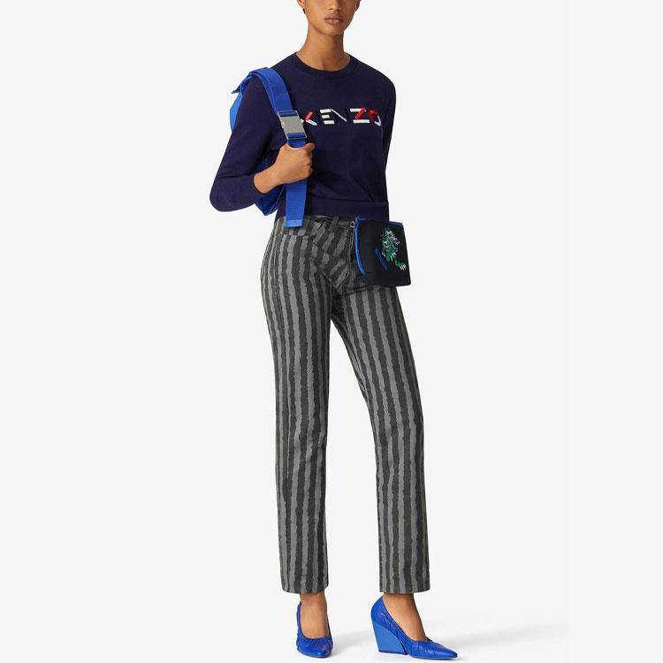 (WMNS) KENZO SS21 Embroidery Logo Swea Blue Women's FB52PU5413LA-76