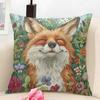 Fox printed Cushion Cover Natural Linen Organic Fabric DoubleSided Printing Couch Pillow Covers Home Decor