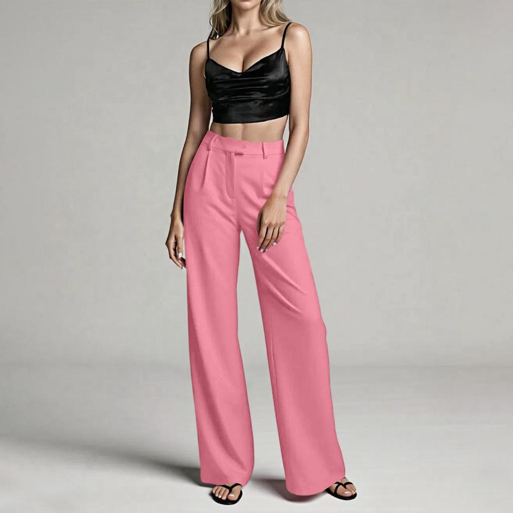 Women's Casual Commute High-Waisted Straight Leg Suit Trousers