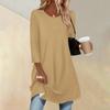 Women's Fashion Casual Three-quarter Sleeve Long Solid Color Round Neck Top