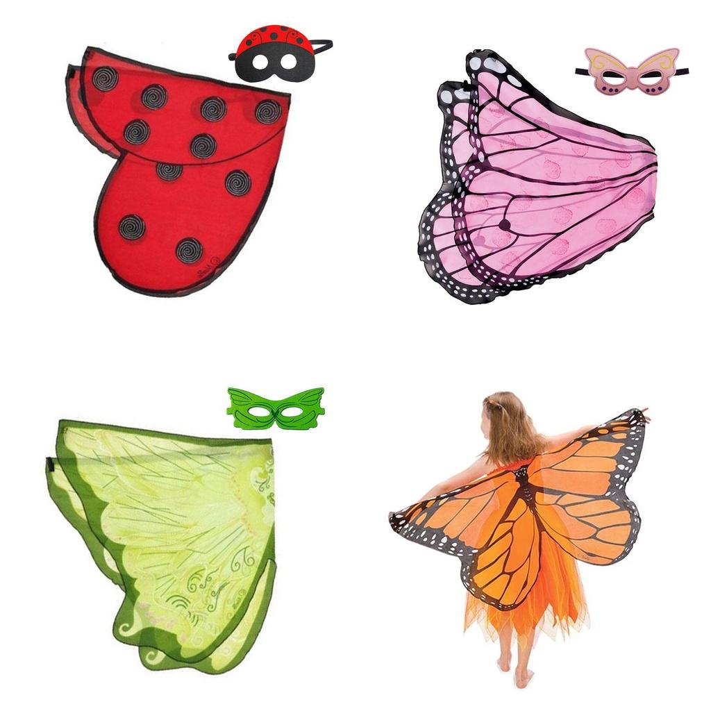 Chiffon Butterfly Wings Cape With Mask Perfect For Dress Up Parties And Cosplay