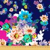 Telas decorativas para exterior Oxford - Motivo Flores de Colores Sobre Azul Marino I Dr052