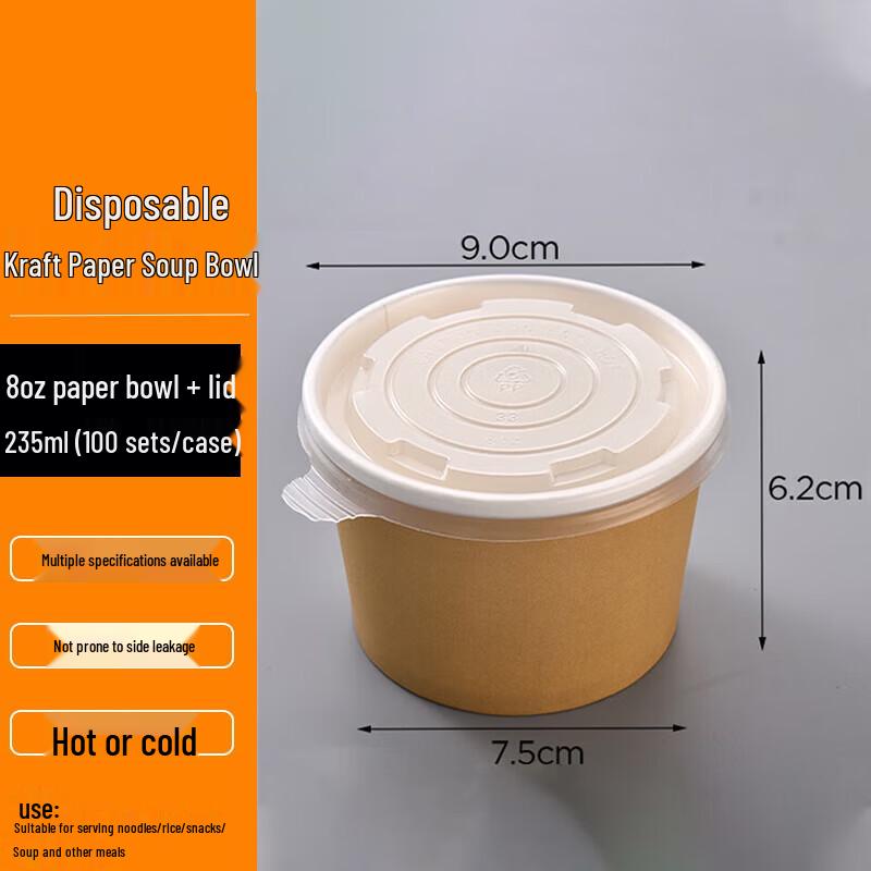 Facao Disposable Kraft Paper Bowls with Lids