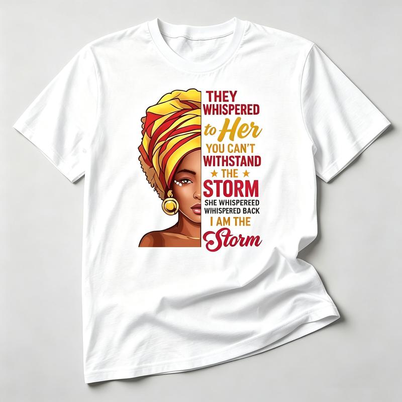 Empowering African Unisex Shirt I Am The Storm Inspirational Graphic Casual Cotton Short Sleeve Harajuku Y2k Top Unisex Summer