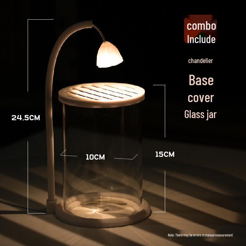 Creative Mini Betta Fish Glass Tank with Light for Desktop Decor, High-End Viewing, and Easy Maintenance.