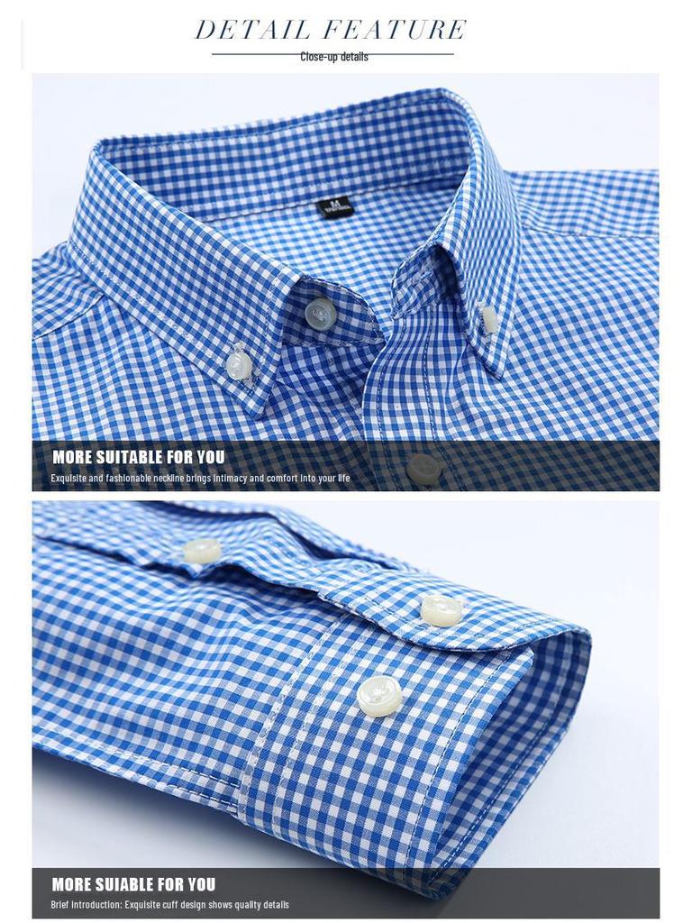 Erkek Slim Fit Ekose Çizgili Saf Pamuk Gömlek