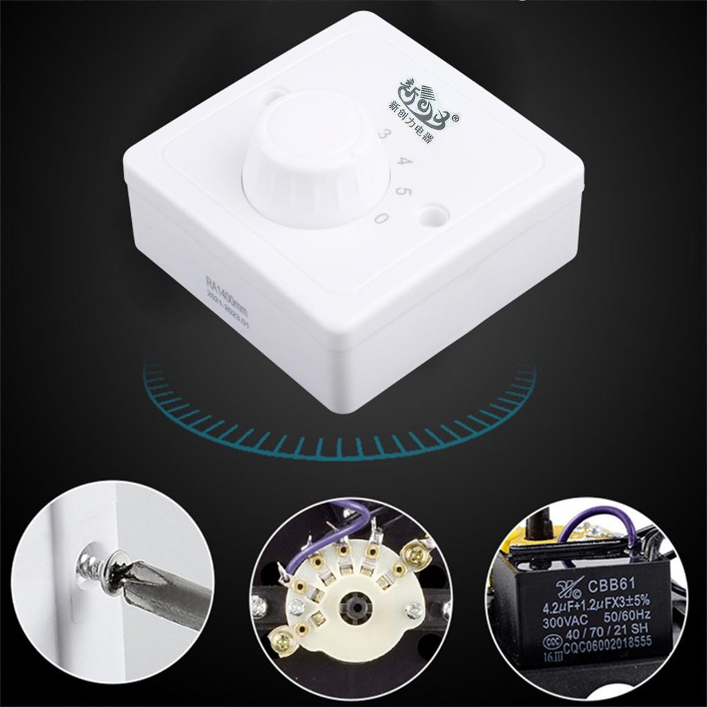5 Stufen Einstellbarer Deckenventilator Geschwindigkeitsregler Schalter Wandregler Schalter Elektronik Mechanischer Drehschalter