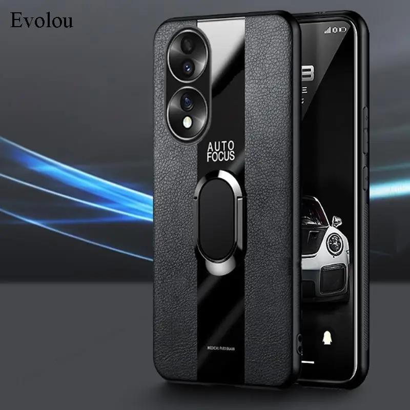 Plexiglas PU-Leder Hülle Für Huawei Honor 70 lite 5G 60 50 SE 90 80 200 Smart Magnetischer Metallring Halter stoßfest Weiche Abdeckung