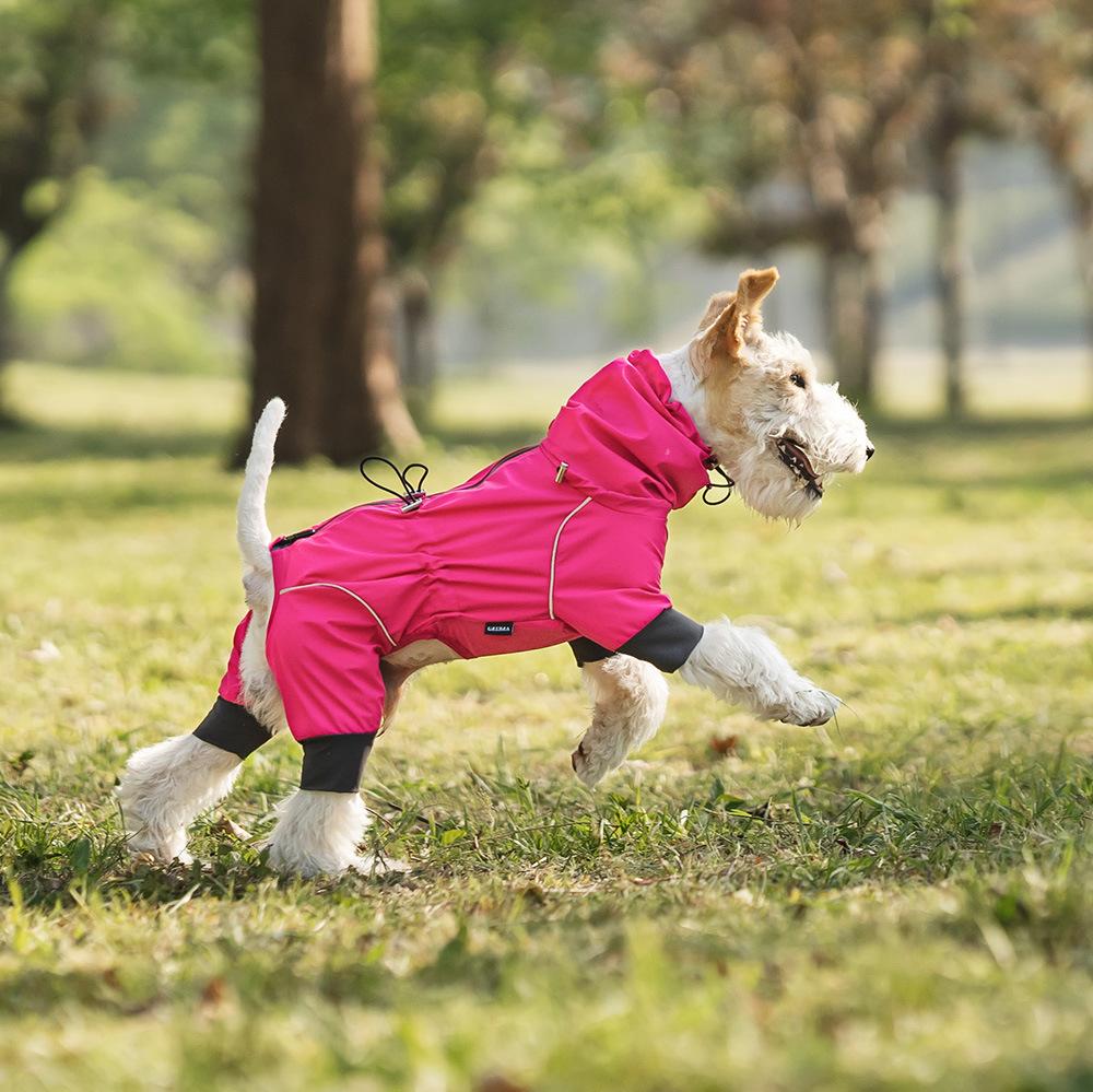 Outdoor mountain dog raincoat weatherproof pet clothes hooded dog jacket large medium and small dog universal dog