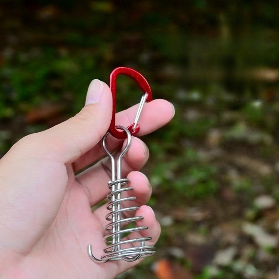 2 Stück Outdoor Camping Oktopus Seilklemmen Camping Deckheringe Holzdiele Abspannseilhaken Edelstahl Zeltbefestigung Fischgrätenheringe
