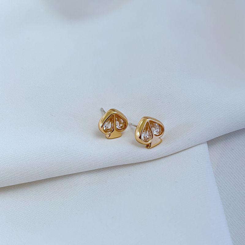 

Teardrop Zircon Spade Stud Earrings - Light Luxury Commute Style золотой