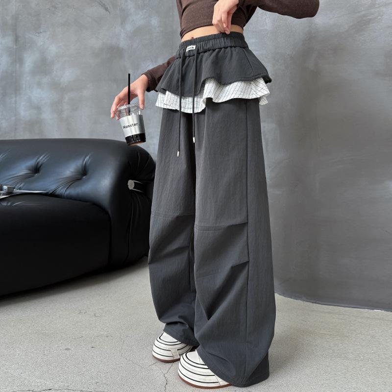 Pantaloni Cargo Autunnali per Bambini Ragazze Pre-adolescenti Streetwear Pantaloni Lunghi Pantaloni della Tuta per Adolescenti Decorazione Finta Gonna Pantaloni da Ginnastica per Bambini