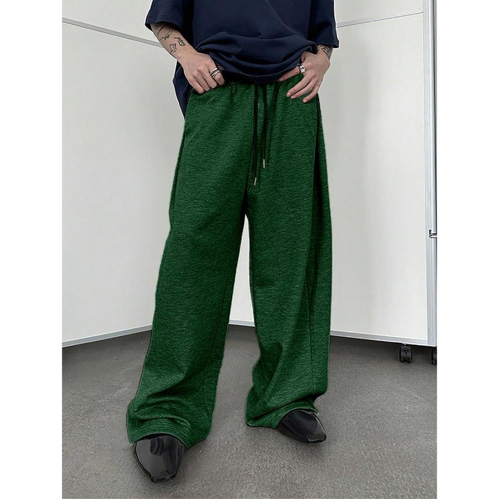 Pantalones de Chándal para Hombre Cintura Elástica Cordón Pierna Recta Bolsillo Pierna Ancha Holgados