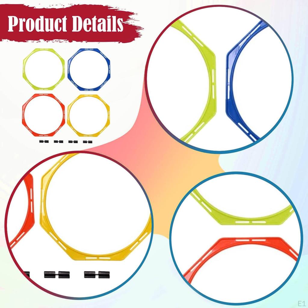 4x Agility Rings Multipurpose Training Equipment for Games Exercise Football
