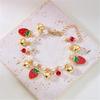 Unique Fruit Bracelet Handmade Heart Beads Bracelet Alloy Texture Adjustable Bracelet for Present and Everyday Wear