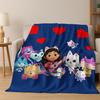 Cute Gabbys Dollhouse Cartoon Girl Kids Flannel Blanket Soft Warm Throw Blanket for Bed Bedroom Room Living Room Christmas Gift