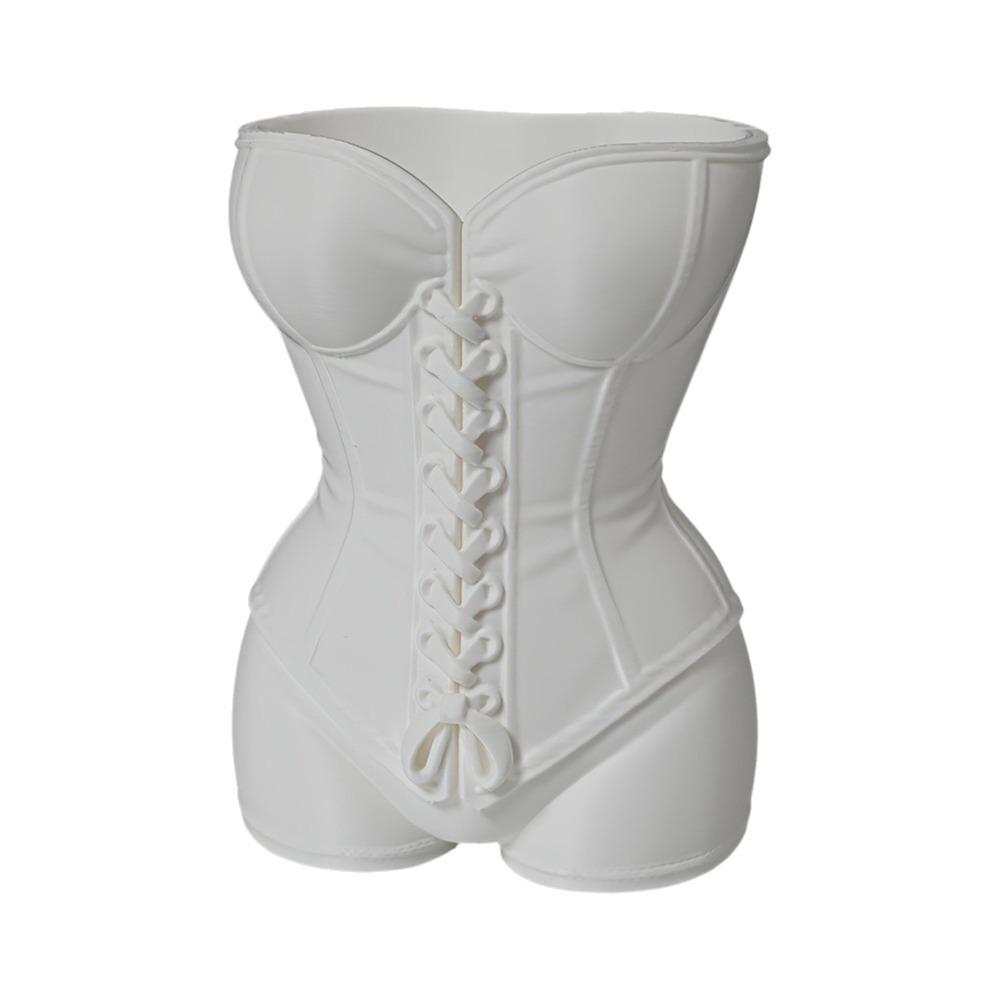 

Vintage Bohemian Style Corset Dress Vase Twisted Design Plant Pot Office Tabletop Ornaments белый