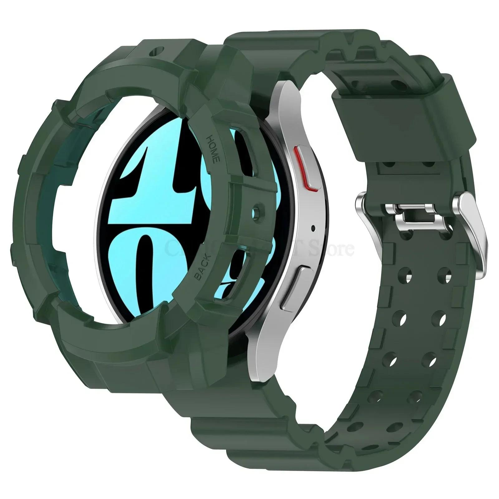 

Захисний чохол+Ремінець для Samsung Galaxy Watch 6 5 40мм 44мм Спортивний силіконовий захисний чохол Ремінець для Samsung Watch 5 Pro 45мм Бампер Galaxy Watch 6 44mm зелений
