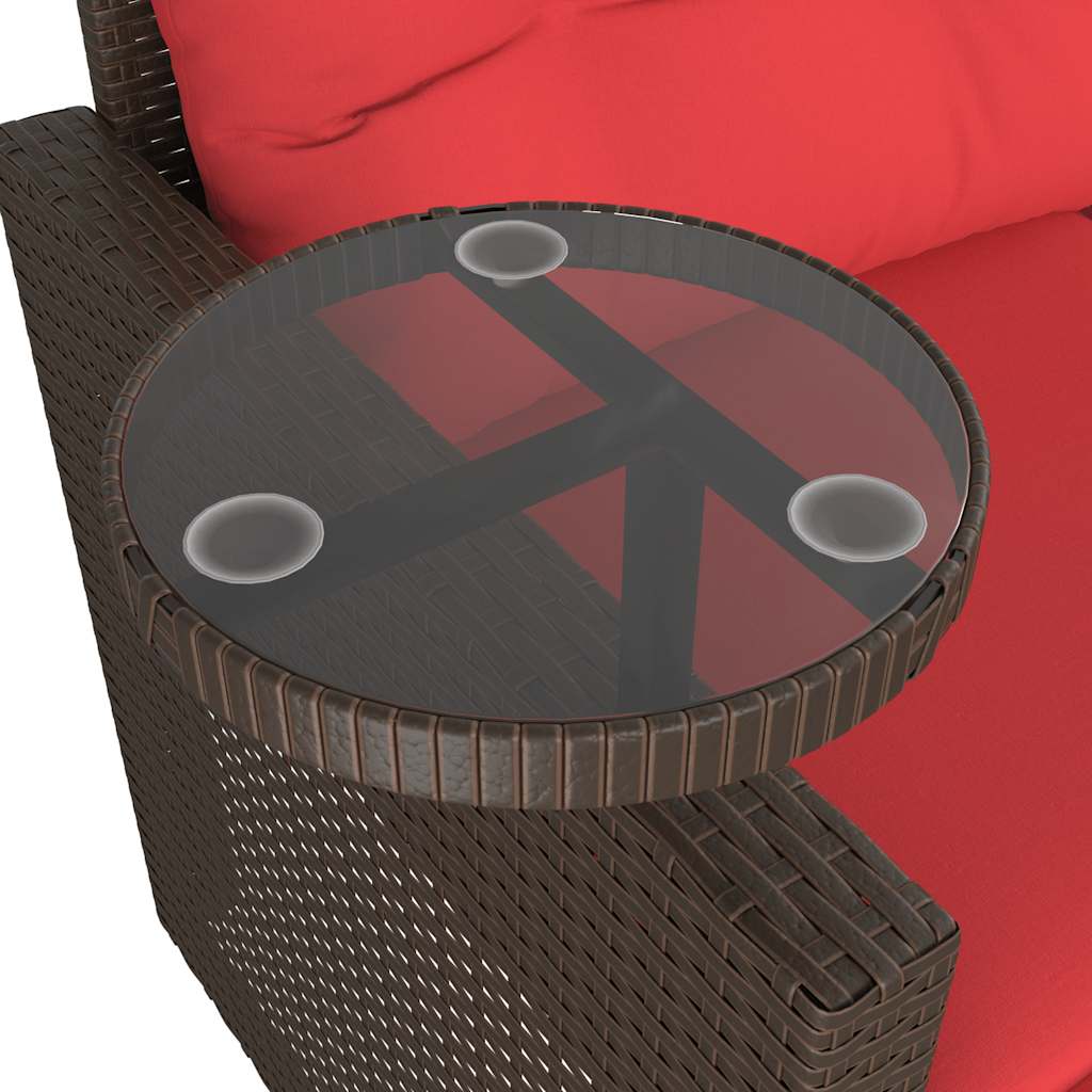 3 Piece Garden Sofa Set with Cushions Brown Poly Rattan