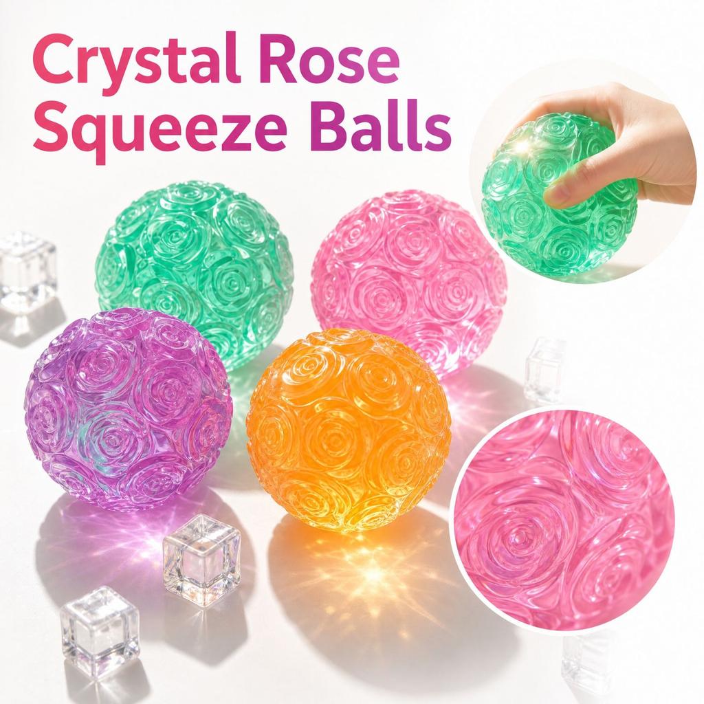 Rose Ball Toy 6 Pack, Random Colors, Toy Set for Kids and Adults