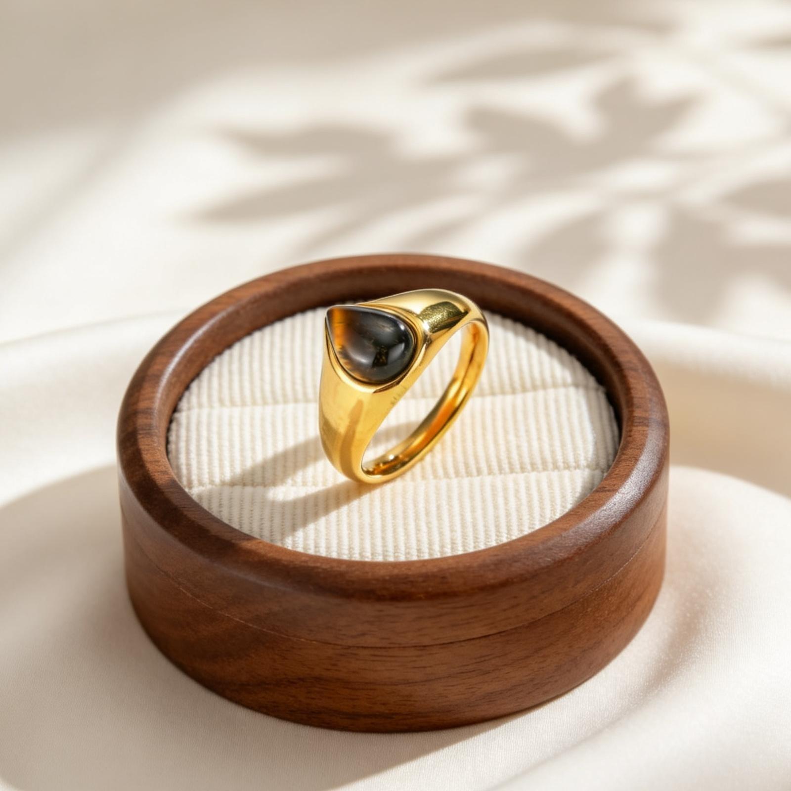Fashion Water Drop Shape Ring for Women Stainless Steel Natural Stone Rings Tiger Eye Stone Ring Statement Jewelry Gift 6