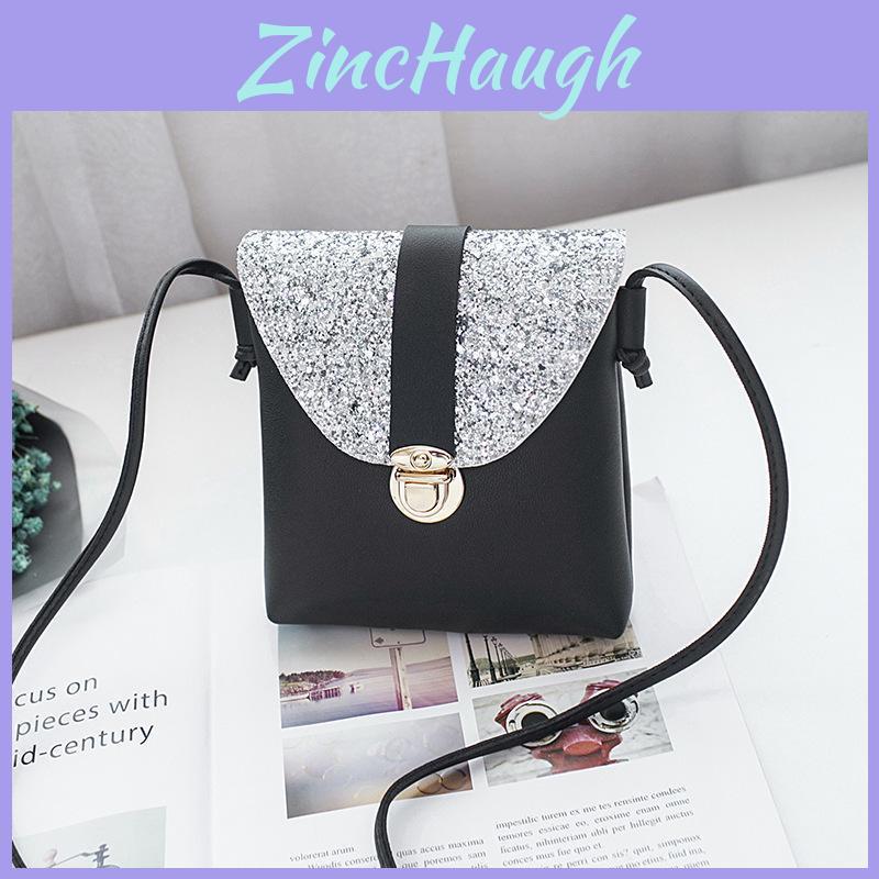 Fashionable Mini Crossbody Bag With Eye-catching Sequins And Waterproof Pu Leather