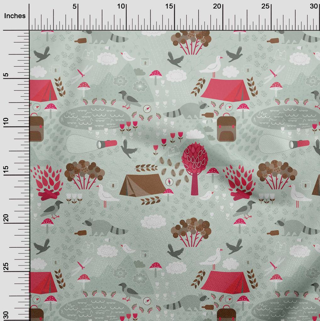 oneOone Cotton Poplin Dusty Green Fabric Kids  Dress Material Fabric Print Fabric By The Yard 42 Inch